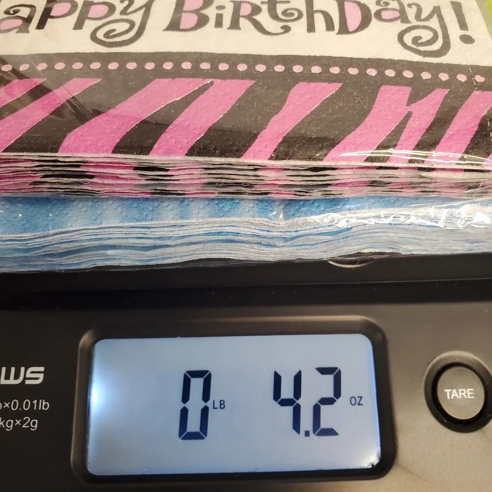 Happy‎ Birthday Paper Napkins Pink Zebra 16ct, Rainbow 16 ct - Lot Of 2